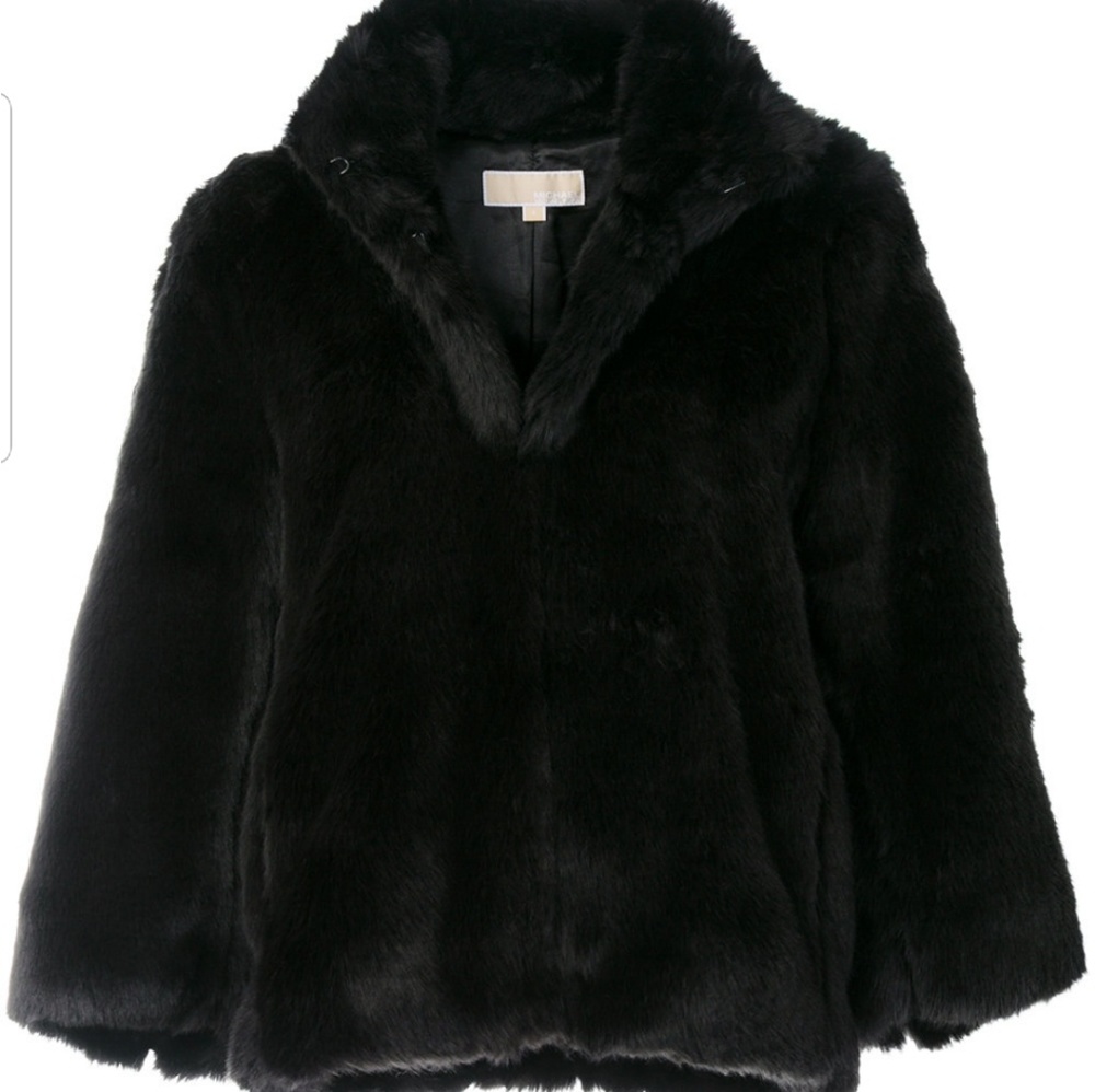 Michael Kors Faux Fur Jacket Black Medium